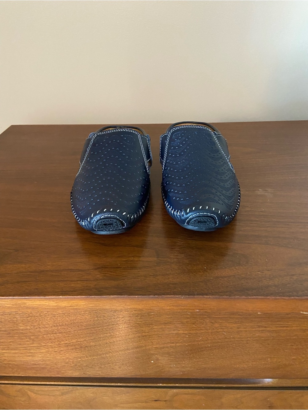 Men's Navy Perforated Slip-On Loafers